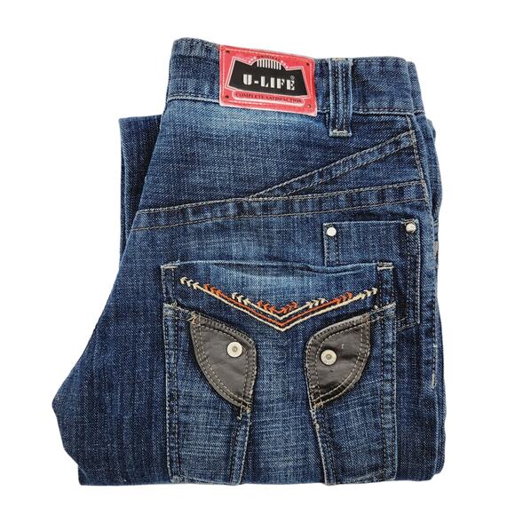 U-Life Jeans India Embellished "Complete Satisfaction" Straight Jeans - Size 28 - Picture 1 of 8